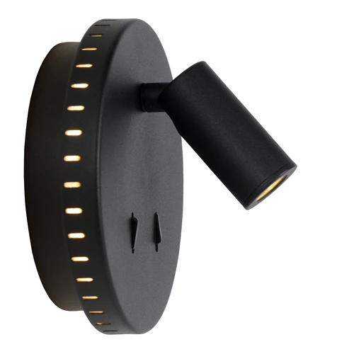 Lucide BENTJER - Lámpara de cabecera / Lámpara de pared - Ø 14 cm - LED - 3000K - Negro - detalle 1